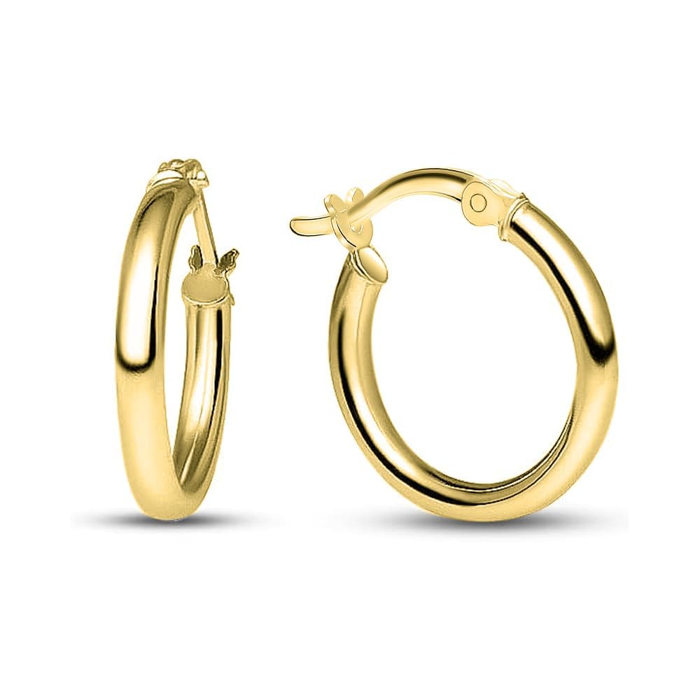 LeCalla 14K Gold Plated 925 Sterling Silver Hoop Earrings | BIS Hallmarked 2.5mm Tube Small Italian Yellow-Gold Classic Click-Top for Women 15mm (B0D9H2Y8RQ) Amazon Price History, Amazon Price Tracker