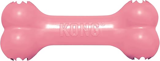 KONG Puppy Goodie Bone - Stuffable Natural Rubber Chew Toy for Small Dogs & Teething Puppies - Pink