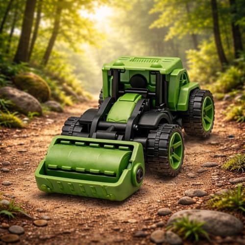 Image of Push & Go Pull Back Truck Toy Set for Kids | Army Jeep, Road Roller & Bulldozer | Pull Back Toy Cars | Mini Construction Toy Cars for Boys Age 2-8 Years |JCB Engineering Vehicle Gift Set