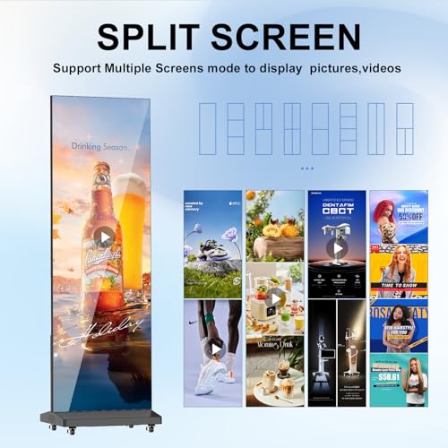 Image of 80 Inch LED Digital Signage Display with P1.86, LED Poster Screen Frameless Splicing, Advertising Display GOB LED Screen with Flight Case for Giant Commercial Events & Rentals (Black, 2 Unit)