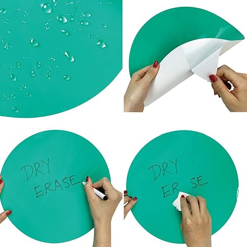 Miniatura 5 de GSHLLO 20 unidades de coloridos círculos de borrado en seco autoadhesivos para el suelo del aula, calcomanías de puntos extraíbles, calcomanías de