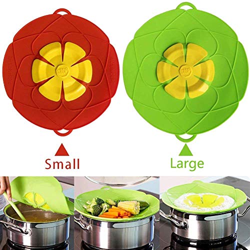 Spill Stopper Lid Cover Set of 2 , Med/Small , Boil Over Safeguard,Silicone