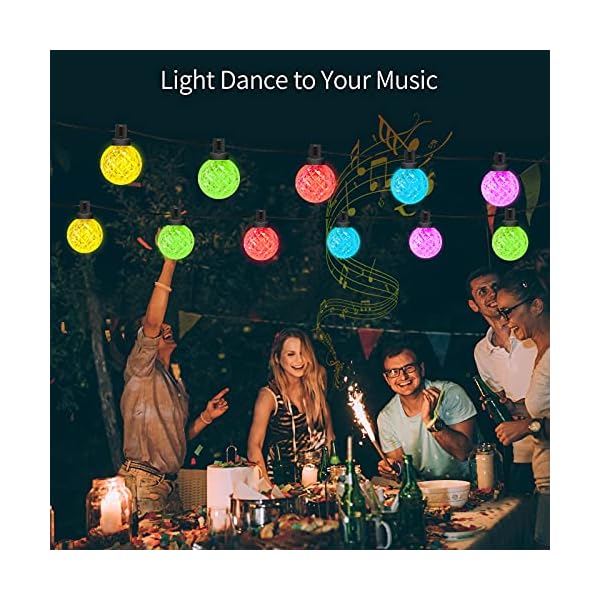 Lichterkette Außen, BEARTWO Smart RGB LED Lichterkette Glühbirnen mit APP und Fernbedienung, 7m 25 G40 Glühbirnen… – Bild 4
