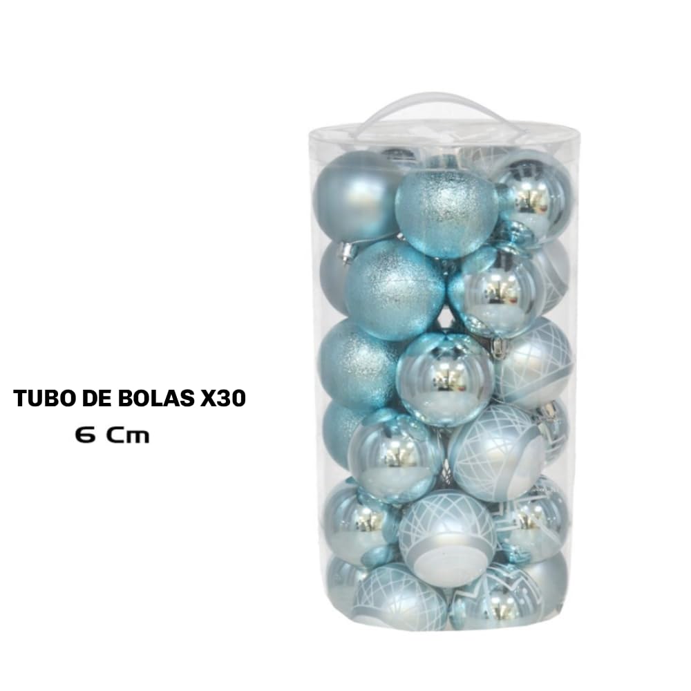 Gerimport Tube x 30 boules de Noël Soul couleur bleue de 6 cm