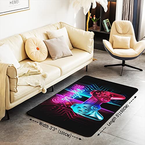 Gaming Rugs for Living Room Bedroom Kids Boys Video Game Rug for Living Room Bedroom Blue Purple Gamepad Floor Rug Carpets Entryway Rug Bedroom Playing Room Decor Indoor 150 * 200cm - Image 3