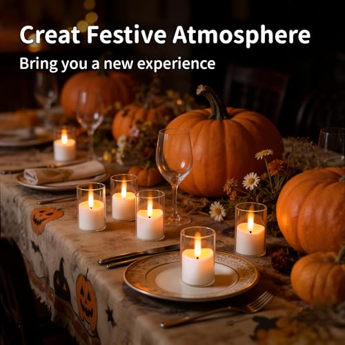Image of Rechargeable Flameless Candles with Timer Remote | 1.7 inchx2.6 inch Clear Acrylic LED Tea Lights Candles,Small Votive Electric LED Candles for Home Wedding Holiday Decor(6 Pack)