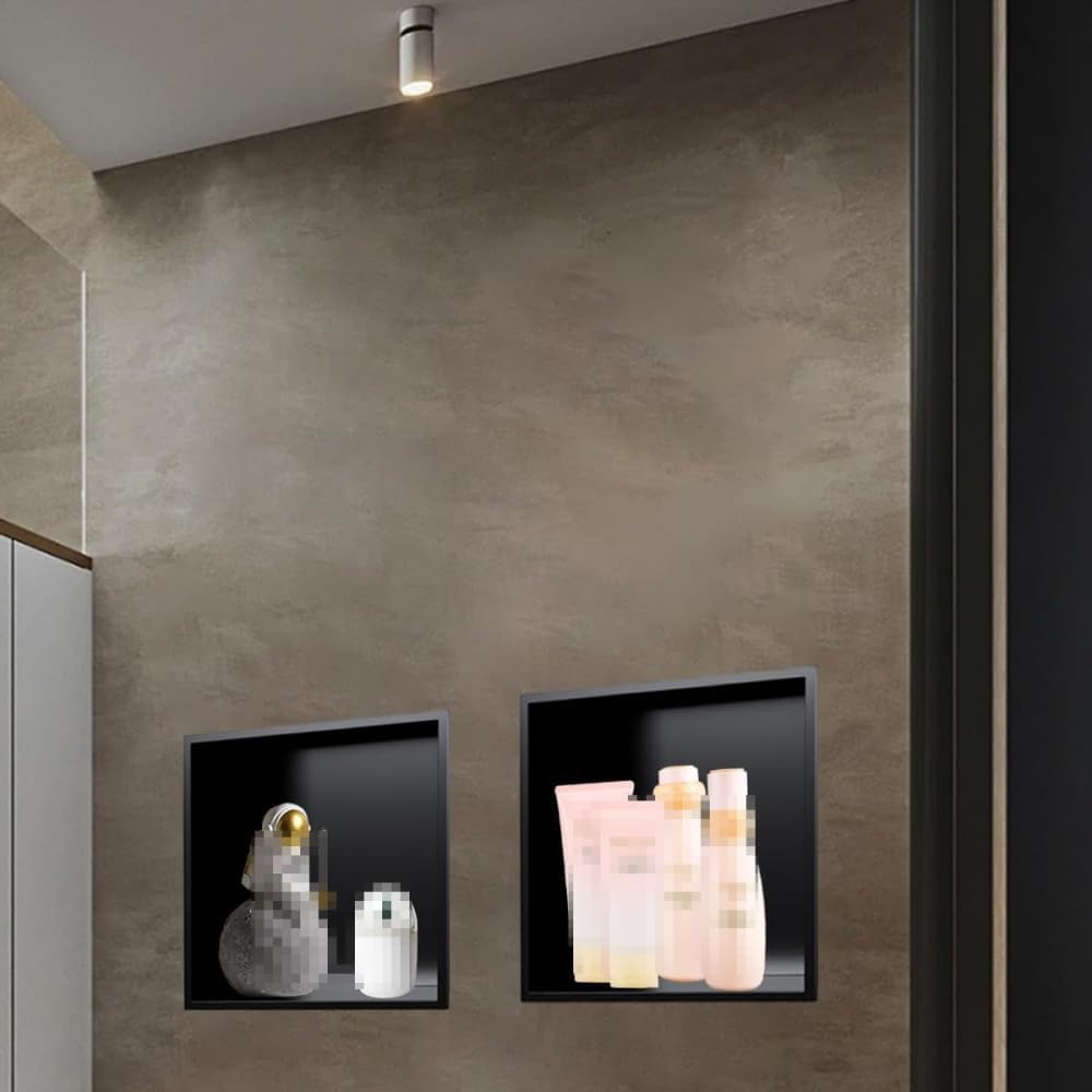 Stainless Steel Shower Niche - No Tile Required, Easy Installation for Shampoo & Toiletries - Modern Recessed Design, Grey Finish for Sleek Bathrooms, Space-Saving Solution
