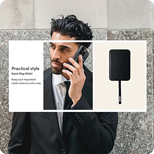 Image of Spigen Men Faux Leather Cyrill Kajuk Mag Wallet Magnetic Card Holder [Compatible with iPhone 16 / iPhone 15 / iPhone 14 / iPhone 13 / iPhone 12 Series] - Black