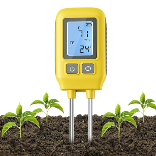Image of HASTHIP 4-in-1 Soil Tester, Nitrogen Phosphorus Potassium & Temperature Meter, Pin LCD Soil Tester for Nitrogen /Phosphorus /Potassium, Dual Probe NPK Nutrient Analyzer for Garden (No Battery Included)
