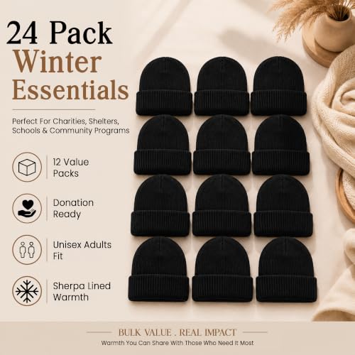 Image of YACHT & SMITH Winter Beanies, Bulk Cold Weather Thermal Warm Stretch Skull Cap, Mens Womens Unisex Hat