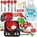 Sanlebi Set Cucina Bambini, Set di Pentole Finto Set da Cucina con Fornello a Iinduzione, Utensili da Cucina, Accessori Cucina Giochi di Ruolo Giochi per Bambini di 3 Anni