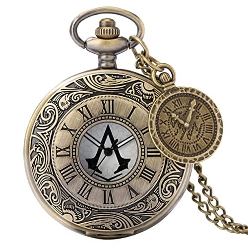 VDLLQYN, 1 Pc Antique creux Assassin 's Creed cadran Steampunk chiffres romains collier pendentif-,Montres de poche