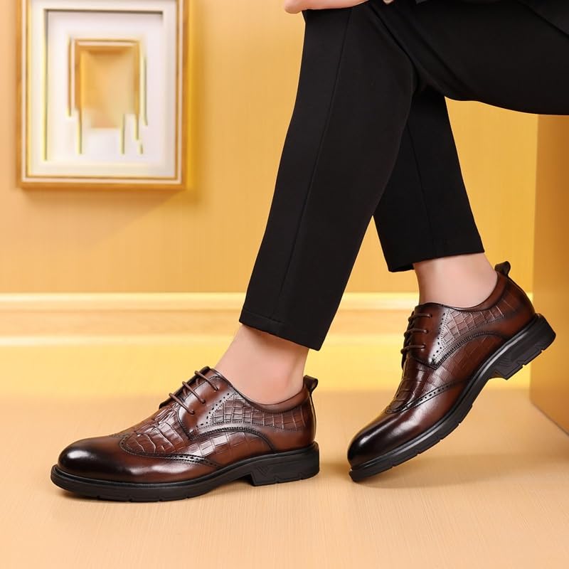 Men's Oxford Shoes Retro Pointed Chunky Heel Non-Slip Business Dress Shoes Rubber Non-Slip Formal Dress Shoes for Men3