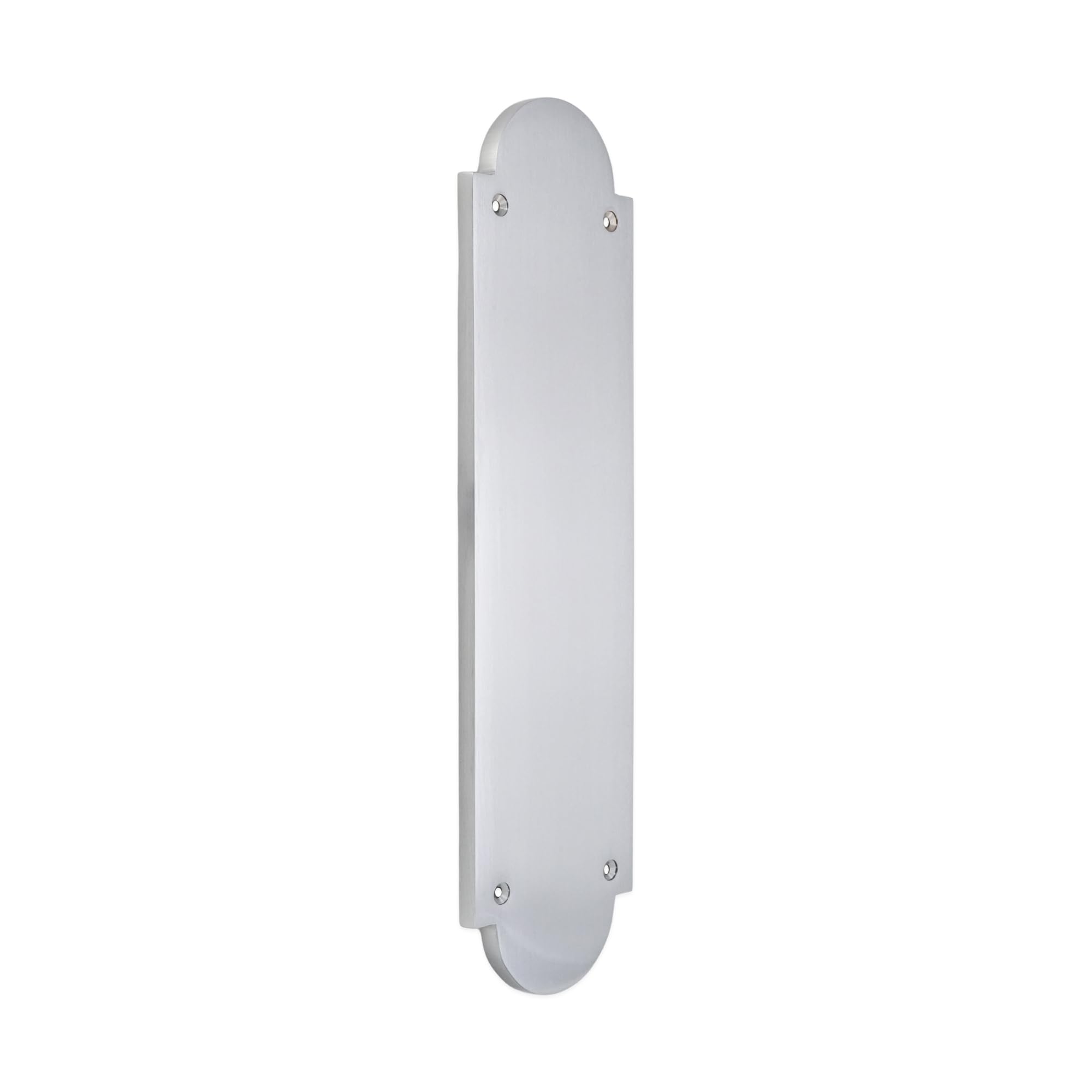 Infinity Decor 302mm x 72mm Victorian Style Solid Cast Brass Shaped Door Finger Push Plate 9 mm Thickness in Various Finishes (Satin Chrome)