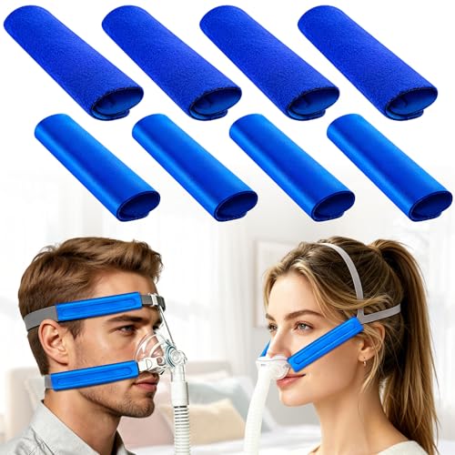 8 Pack Upgraded CPAP Mask Strap Covers Innovative Dual-Layer Satin/Polar Fleece Comfort CPAP Strap Cushions Breathable Face Mask Cushion Pads to Reduce Red Marks Fits Most CPAP Headgear Straps Blue
