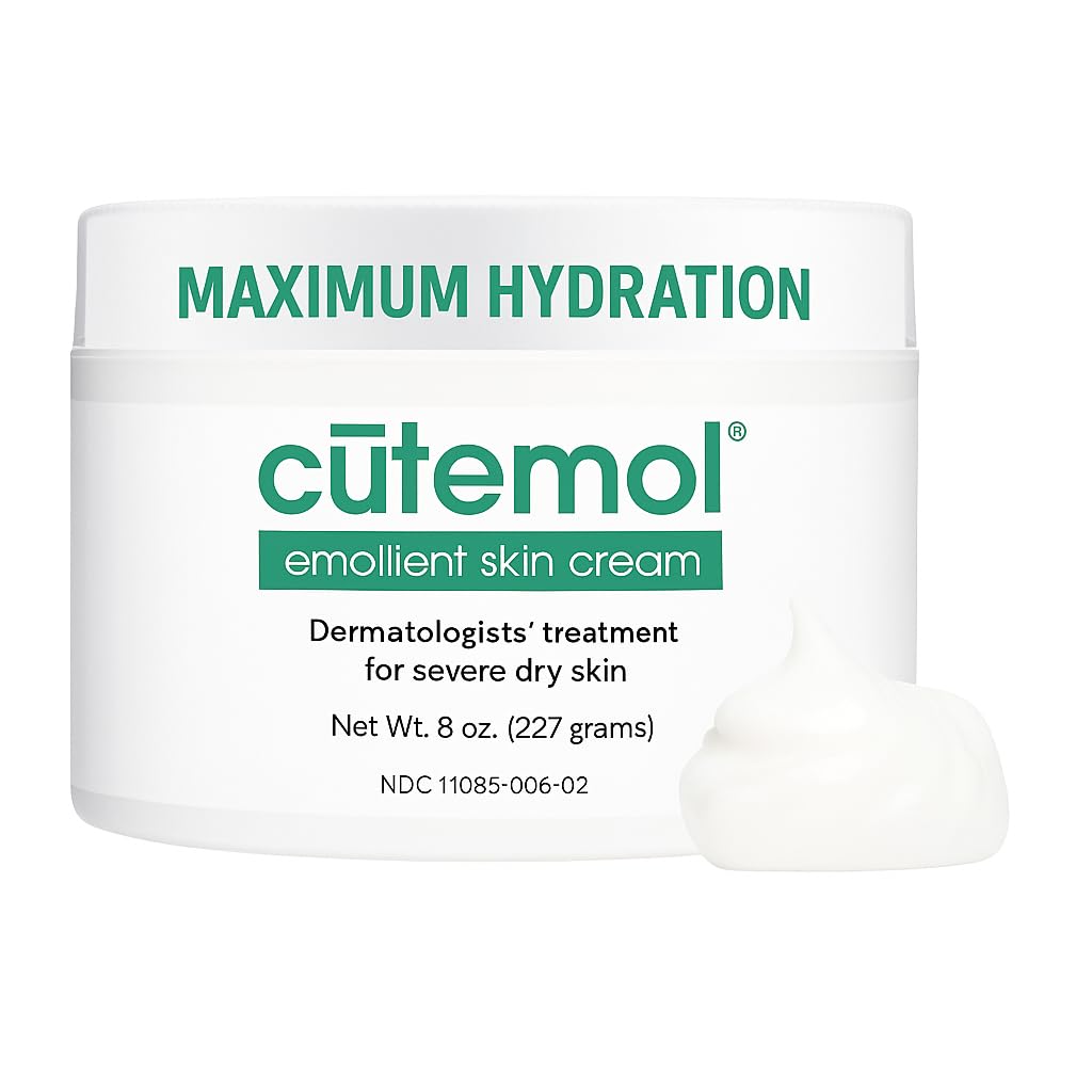 Cutemol Emollient Moisturizing Cream – Serious Moisturizer Lotion Balm for Recovering Dry, Damaged Skin – Hydration for Cracked Hands and Feet, Eczema, Psoriasis, and Raw Skin (8 oz)