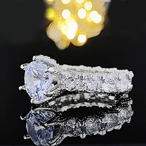 18K Platinum Plated Wedding Ring Shiny All Diamond Cut Cubic Zirconia Ring Eternal Engagement Women's Ring Anniversary Commitment Ring3