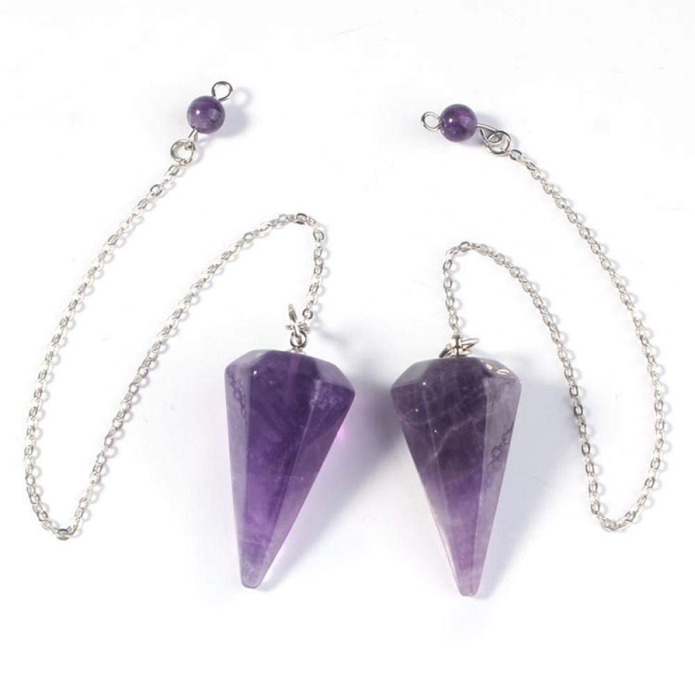Natürlicher Kristall Sechseckiger Kegel Anhänger Pendel für Männer Frauen Rosa Quarz Lapis Opal Edelstein Schmuck-Klares Kristall Chakra