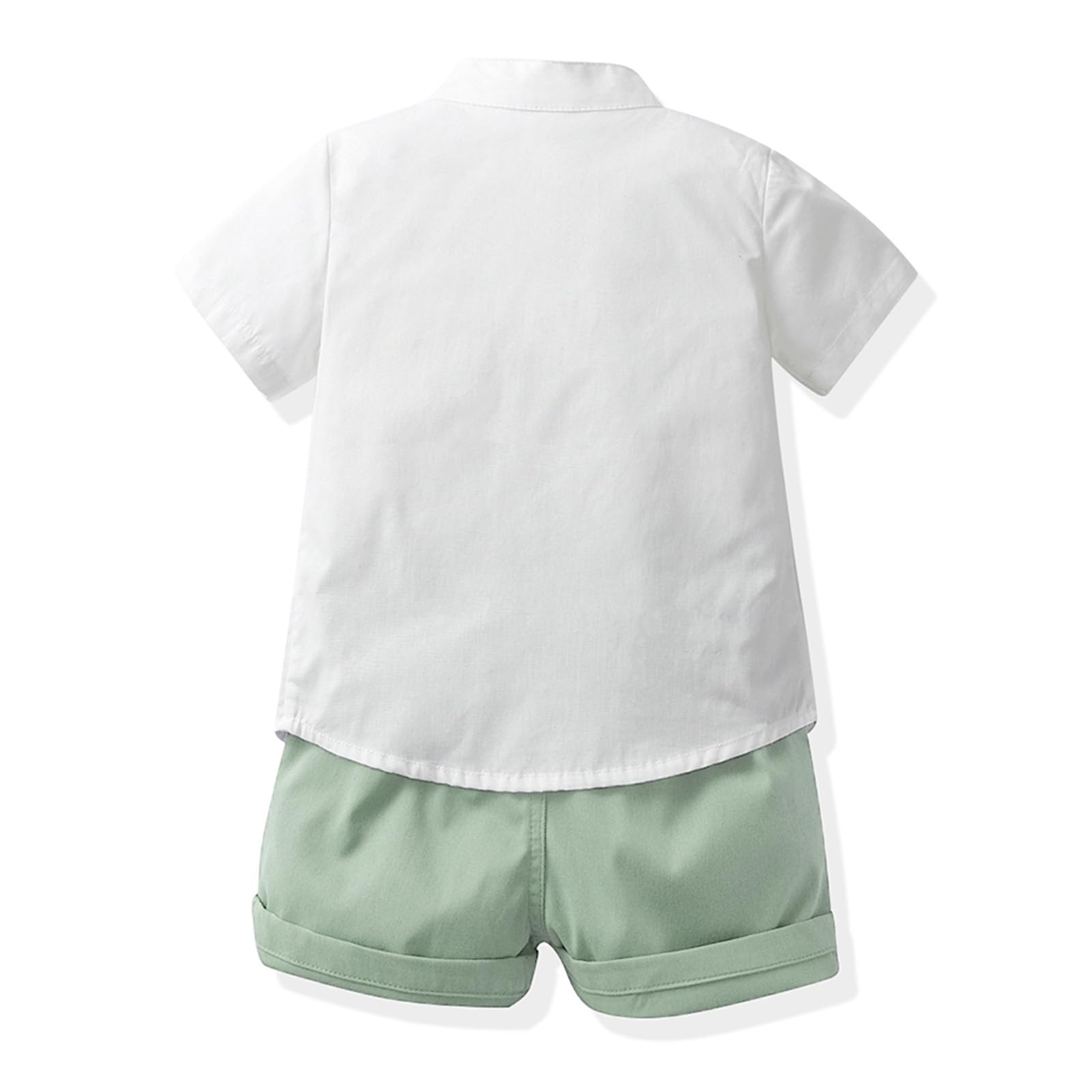 Bimbo Completini e Coordinati Gentiluomo, Camicia a Maniche Corte e Papillon + Pantaloncini Completo Cerimonia per Bambini e Ragazzi