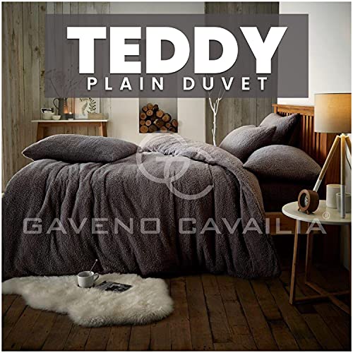 GC GAVENO CAVAILIA Fleece Duvet Cover Set Single - Fluffy Bedding Set including Pillowcases - Charcoal - Image 2