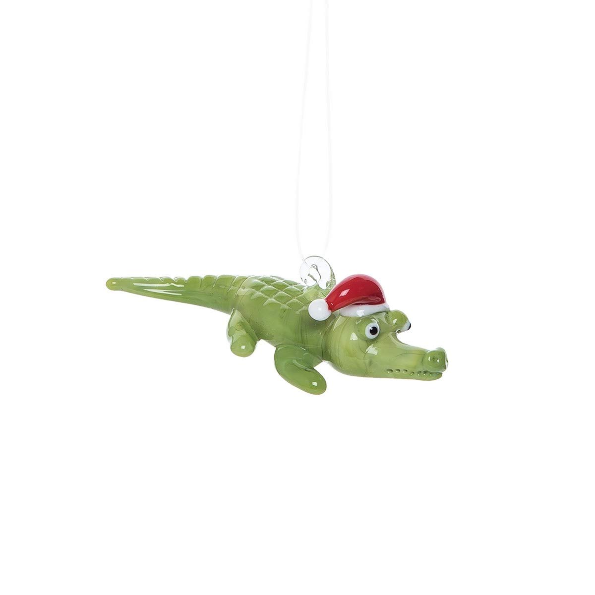 Santa Alligator Artglass Ornament