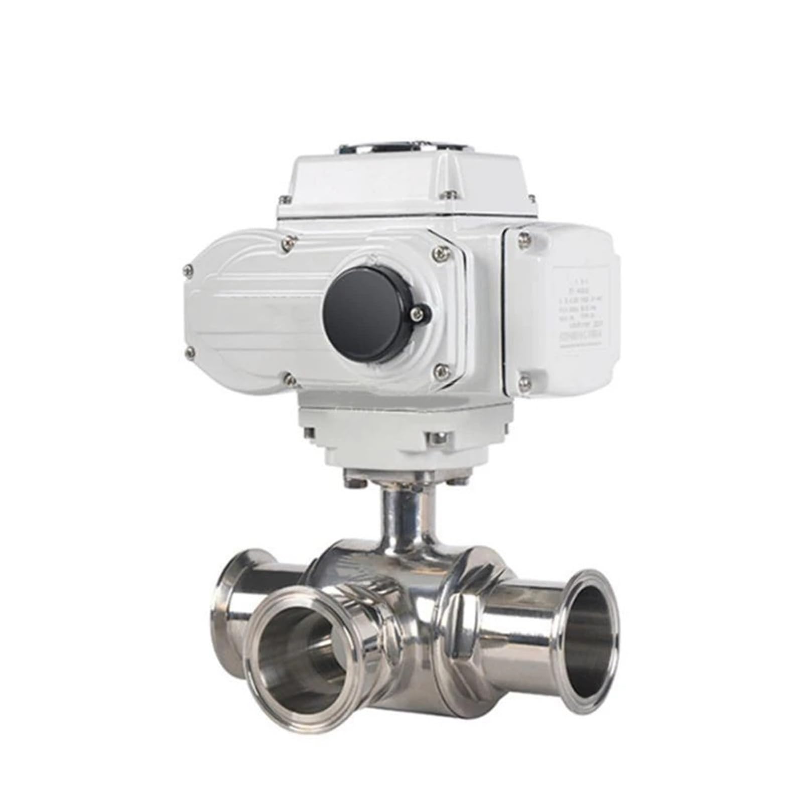 IPNDKBFL 51mm three-way high platform electric ball valve stainless steel Q911F-16P sanitary card sleeve(L TYPE-220VAC)
