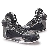 Verschluss: Schnürsenkel Boxschuhe Wrestling Schuhe Muay Thai Kickboxen Sparring Boxers Trainers Kampfsport Schuhe Bodybuilding Boxen Stiefel Sport (Grau,44)