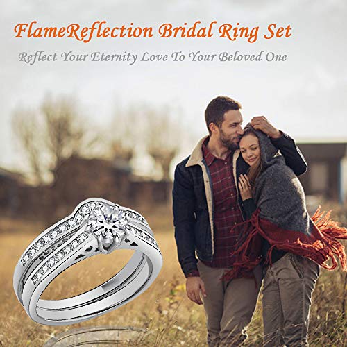 3.20 Cwt. Round Cut Aaa Cz Cubic Zirconia High Polish Stainless Steel Wedding Ring Set Women Non Tarnish Size 8 #TOP1