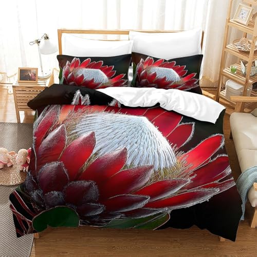 Parure de lit protea rouge 140x200 avec housse de couette single - 3