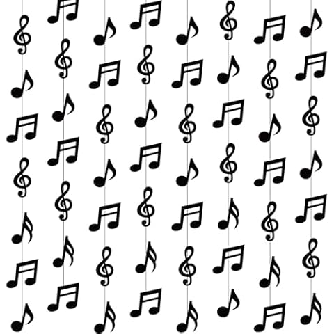 Cindeer 8 Pcs Musical Notes Hanging Decorations Music Theme Party Decorations Music Notes Paper Garlands Banners for 50s 80s Theme Birthday Baby Shower Wedding Music Party Supplies Ceiling Decor Cover