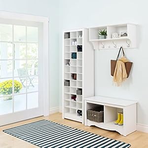 Prepac white tall storage cabinet shoe cabinet entryway furniture with 36 shoe cubbies 13d x 235 w x 725 h  urban country home decor