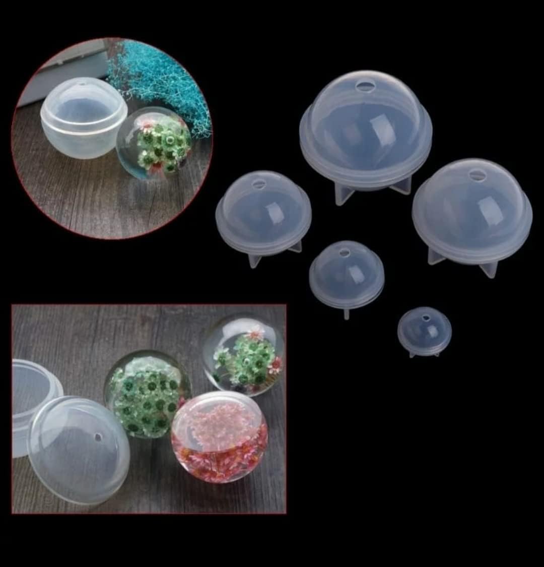 Homebakers Mart Silicone Ball Mould Set | Set of 5 | Round Chocolate Mould Set | Flexible Silicon Food Grade Different Sizes Chocolate Mould