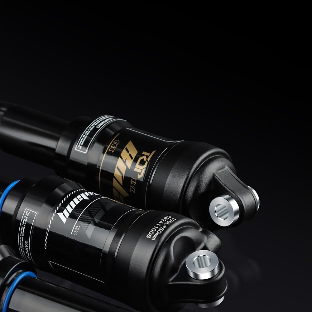 Ammortizzatore posteriore per mountain bike, pressione dell'aria regolabile, lunghezza 165 mm/190 mm, in lega di alluminio 6066, per bici da discesa ed elettriche, nero (165 mm stile 1)