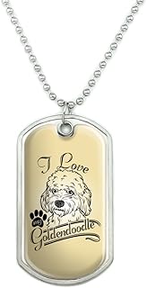 GRAPHICS & MORE I Love My Goldendoodle Military Dog Tag Pendant Necklace with Chain