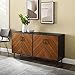 Walker Edison Caye Modern 4-Door Bookmatch Buffet-Sideboard for Storage, 58 Inch, Acorn Bookmatch/Black