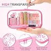 Hoolerry 4 Pcs Pink Bow Clear Hard Zipper Case Cute Coquette Makeup Bags for Women Plastic Transparent Storage Pouch Toiletry Organizers for Travel, Cosmetics, Crafts, Nail Art Supplies #2