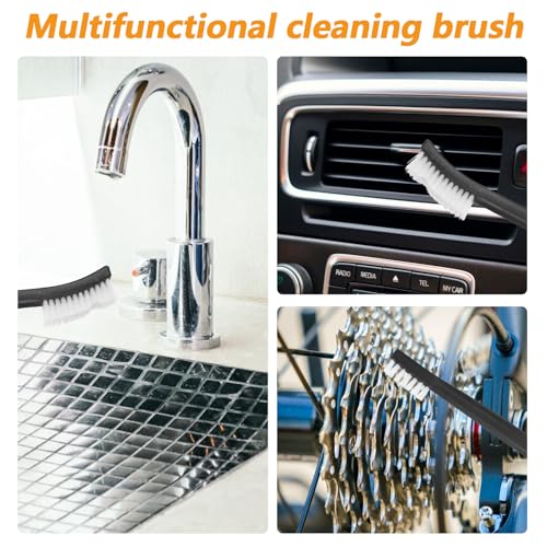 Tyqour 4 Stück Doppelseitige Reinigungsbürsten Doppelseitiges Nylon Reinigungsbürsten mit Zwei Enden Mini Kunststoff Allzweck Detail Bürste Kleine Detailing Fugenbürsten für Küchenspüle Badezimmer