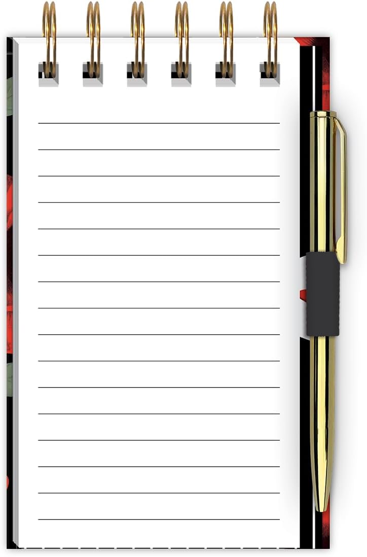 Lady Jayne Poppy Patch Black & White, Hardcover Spiral Notepad With Pen, 100 Sheets (83334) - Image 3