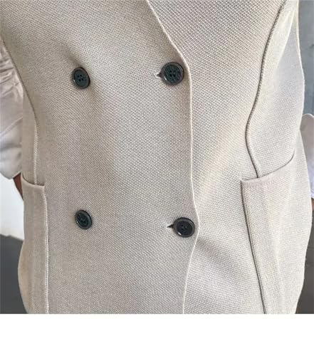 Men Double Breasted Knitted Sleeveless Sweaters Stylish Party Office Causal Commuter Loose V-Neck Vest3