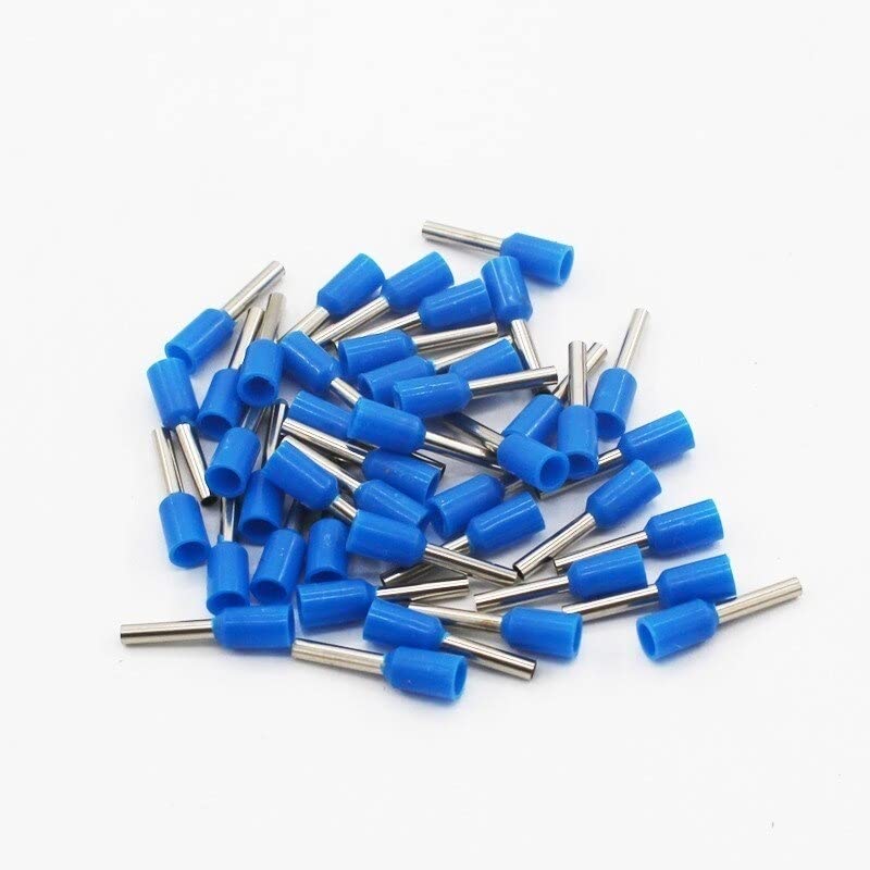 ERH India (100 Pcs) Ferrule Copper Crimp Connectors AWG14, 2.5mm² Blue Insulated Crimp Pin Terminals Nylon Copper Crimp Ferrules Wire Connector Sleeves Copper Crimp Connector Insulated E2508-image-0