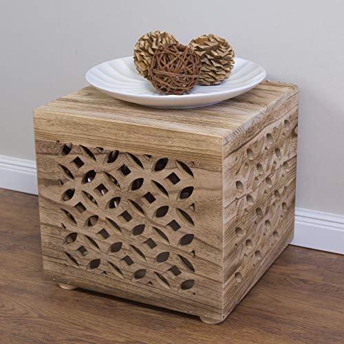 Homestyle4u 1773, Hocker Beistelltisch Holz Würfel Nachttisch Natur Braun Sitzhocker – Bild 2