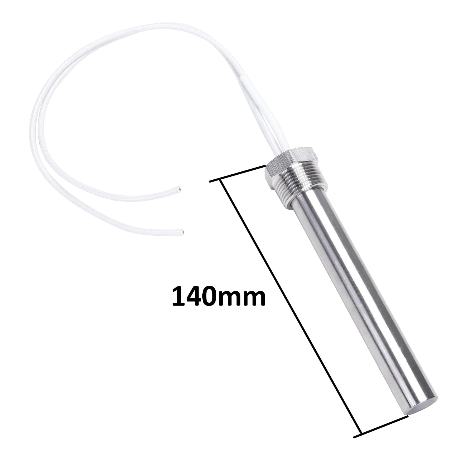 DERNORD Elemento riscaldante multiuso fai da te, 24 V, 300 W, con flangia da 3/4 pollici, tubo singolo in acciaio inox