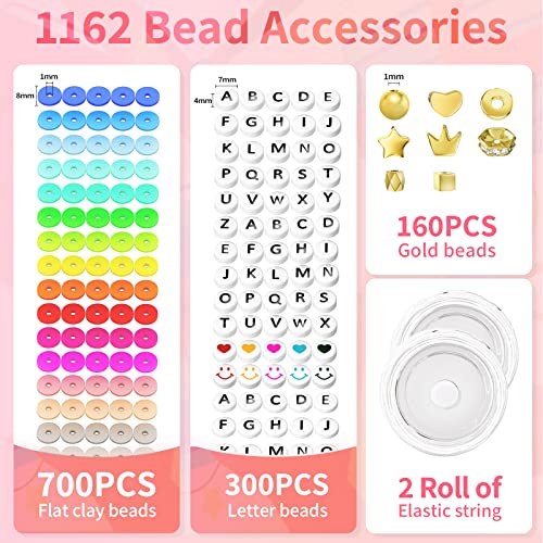 Artdot ADJM-RTZ-24PJHZ 1642 Pieces Clay Beads For Friendship Bracelets Making Kit, 24 Styles Jewelry Making Supplies Cute Beads Charms thumb #4