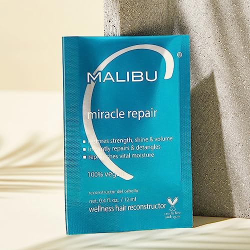 Malibu C 3205 Miracle Repair Hair Reconstructor (1 Packet) - Nourishing Hair Repair Treatment For Weak, Damaged Strands - Flax Protein & Vitamin B5 thumb #2