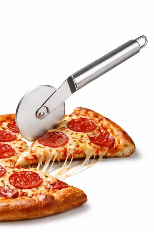 Image of Northstar Ventures Stainless Steel Pizza Pastry Cake Slicer Cutter Wheel Roll | Pizza Cutter Steel | Sandwich Cutter |,Pack of 1, Silver
