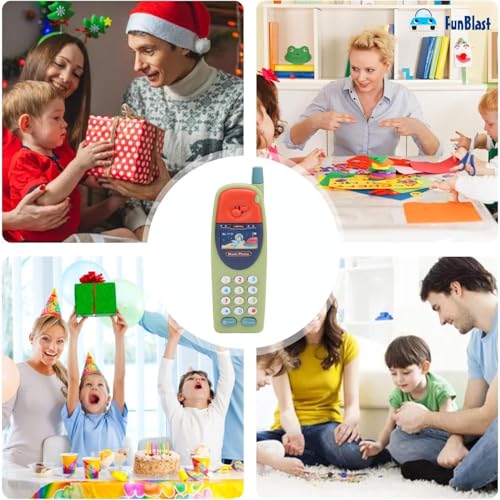 Image of FunBlast Cartoon Musical Mobile Phone for Kids, Mobile with Light & Sound Toys for Babies | Educational Toys for Kids 3+ Years /Boys /Girls-1 Unit (Green-D)