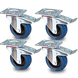 blue wheels Marke: PRIOstahl PRIOstahl® Transportrollen Lenkrolle mit Bremse blau  100mm blue wheels  Lenkrolle mit Bremse (4 Rollen)