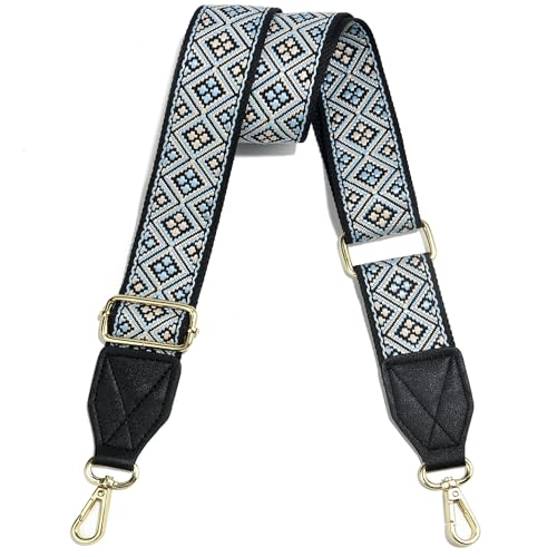 Image of Purse Strap,1.5 inch Leather End Shoulder Strap Adjustable Replacement,Retro Multi-Pattern Crossbody Bag Straps