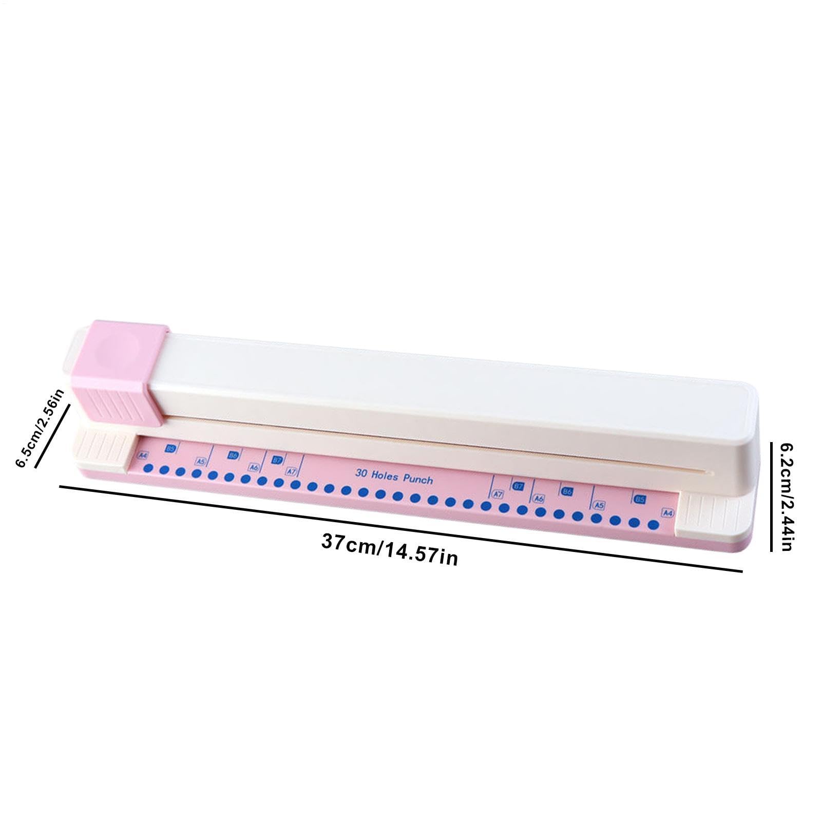 30 Lochstanzer - 37 x 6,5 x 6,2 cm Adjustable Craft Punch | 5-Sheet Capacity Planner Tool for Office | Hand Push Paper Perforator for School