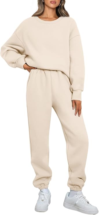 AUTOMET Womens 2 Piece Outfits Sweatsuit Oversized Sweatshirt Lounge Sets Baggy Sweatpants Fall Fashion with Pockets